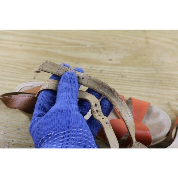 Dansko Womens Sandals 10 Larisa Color Block Brown Orange Wedge Shoes - Picture 12 of 14